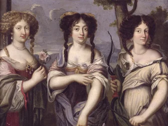 Porträt von drei Nichten von Kardinal Mazarin als Göttinnen, Venus, Juno und Diana